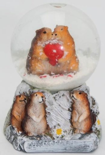Boule de neige Marmottes cœur